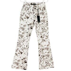 NWT Forever 21 Women's Brown & White Animal Print Flared Jeans Mid Rise Size 26